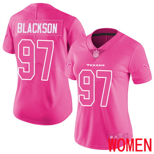 Houston Texans Limited Pink Women Angelo Blackson Jersey NFL Football #97 Rush Fashion